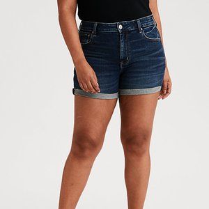 High-Waisted Denim Midi Short